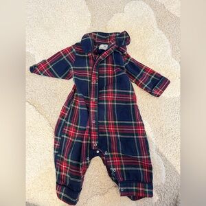 Petite Plume Plaid Baby Romper - Size 6-12M
